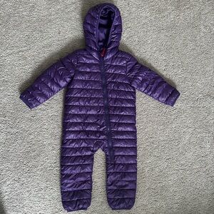 Primary Purple Puffer Snowsuit 12-18 Months Hooded Zip